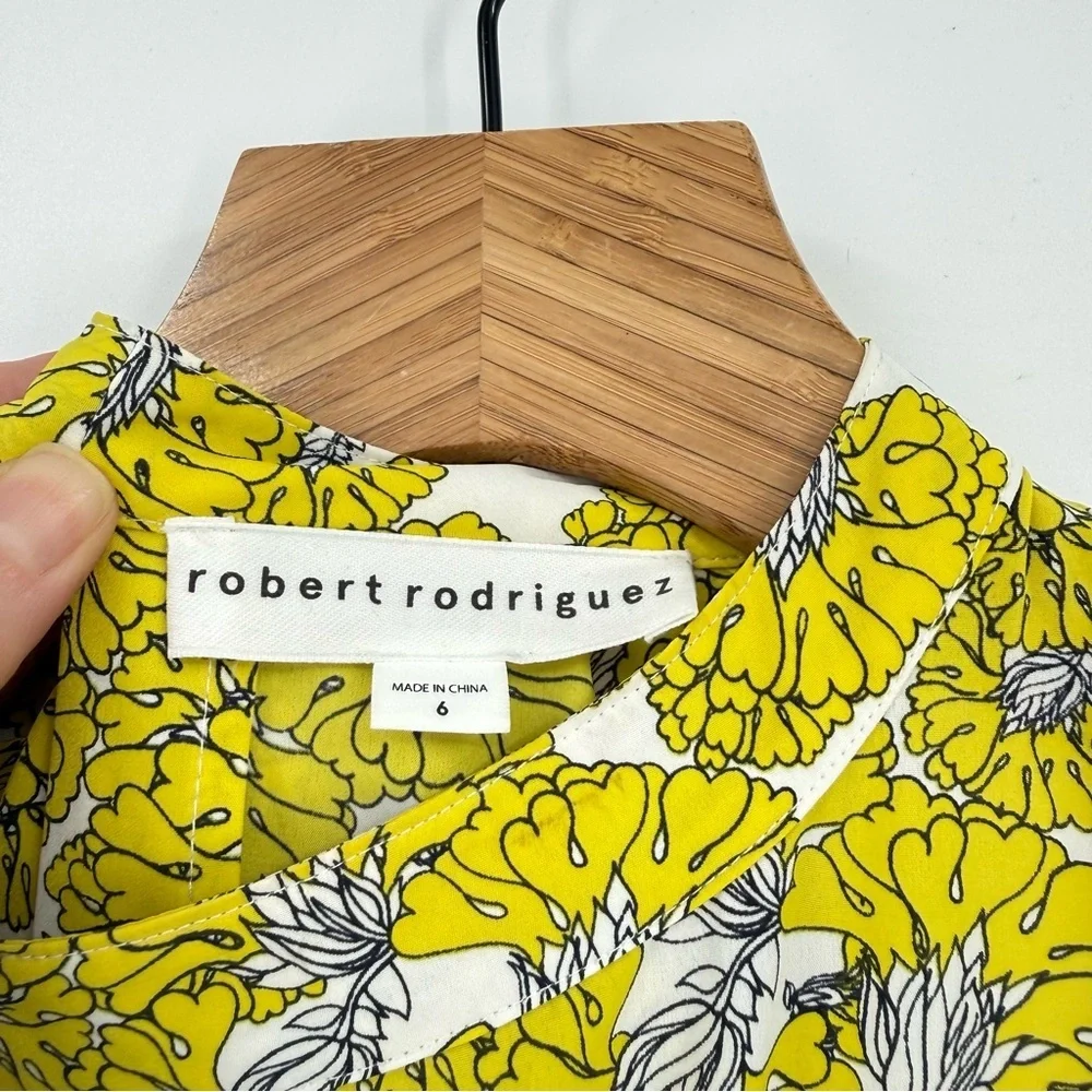 Robert Rodriguez Dania Yellow Floral Midi Dress Size 6